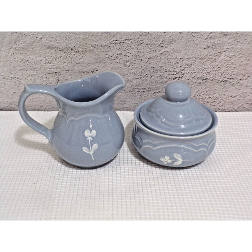 Pfaltzgraff Gazebo Boquete Baby Blue Creamer & Sugar Set 024
